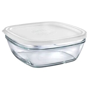 Duralex Freshbox Square Glass Storage With White Lid 9Cm 15Cl