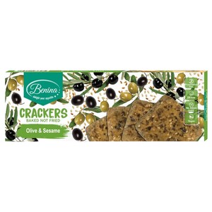 Benina Baked Crackers Olive & Sesame 90G