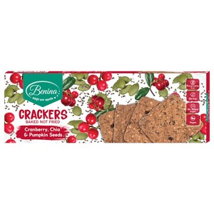 Benina Baked Crackers Cranberry, Chia & Pumpkin Seeds 90G