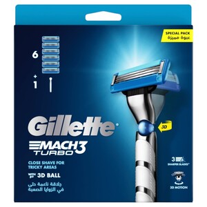 Gillette Mach 3 Turbo Disposable Razors 3 Blades 6 Pieces