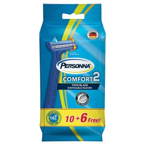 Personna Comfort 2 Disposable Razors Twin Blade 16 Pieces 10+6 Free