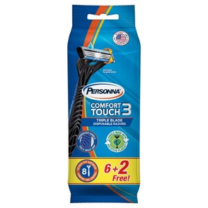 Personna Comfort Touch 3 Disposable Razors Triple Blade 8 Pieces 6+2 Free