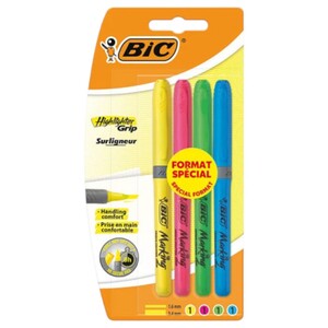 Bic Highlighter Grip Assorted 4 Pieces