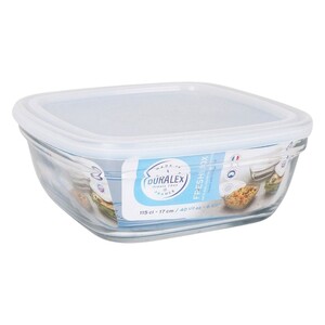 Duralex Freshbox Square Glass Storage Box With White Lid 17Cm X 6.8Cm 1.15L