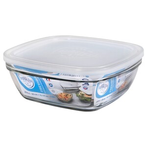 Duralex Freshbox Square Glass Storage Box With White Lid 20Cm X 9Cm 2L