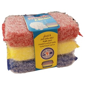 Magic Clean Scouring Sponges Colored 3 Pieces