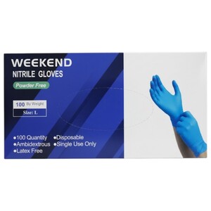 Weekend Disposable Gloves Nitrile Large Blue 100 Pieces