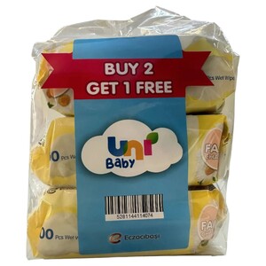 Uni Baby Wet Wipes Chamomile 100 Pieces