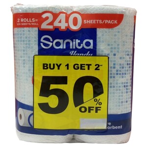 Sanita Handy Paper Towels 2 Rolls Buy 1 Get 2 50% Off