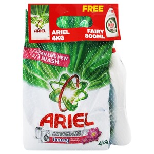 Ariel Automatic Downy Powder Laundry Detergent 4Kg + Fairy 800Ml Free