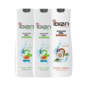 Ibiza Shower Gel Pure Energy X2+Coconut Dream 750Ml Free