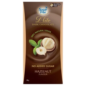 Sugar Free D'lite Dark Chocolate Tablet Hazelnut 80G