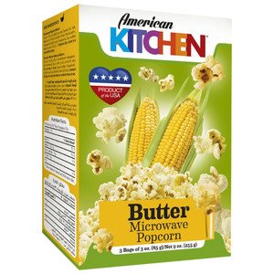 American Kitchen Microwave Popcorn Butter 3 Pieces 225G