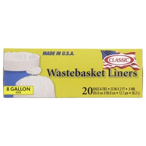 Classic Wastebasket Liners 8 Gallon Size 55.8Cm X 60.9Cm 20 Pieces
