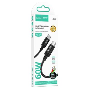 Hoco Fast Charging Data Cable Type-C To Type-C 2M Black X89