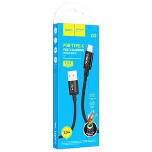 Hoco Fast Charging Data Cable Usb To Type-C 2M Black X89