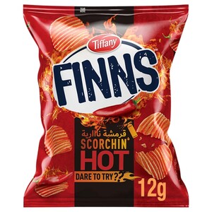 Tiffany Finns Potato Chips Wavy Scorchin Hot 12G