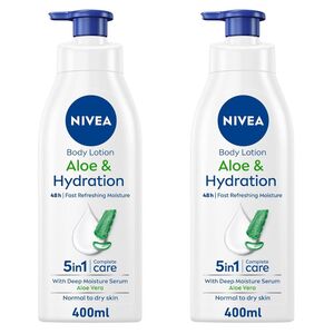 Nivea Body Lotion Aloe & Hydration 72H Moisture, Refreshing Care, 400 Ml Pack Of 2