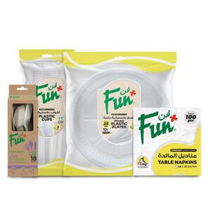 Fun Pplate 26Cm+Cup 12Oz+Napkin+Cutlery