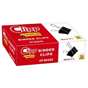 Clipp Binder Clips 25Mm 12 Pieces