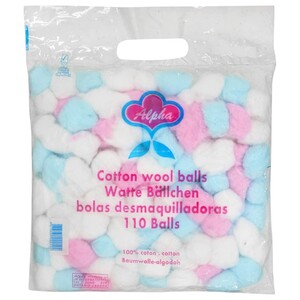 Alpha Colored Cotton Wool Balls 110 Pieces