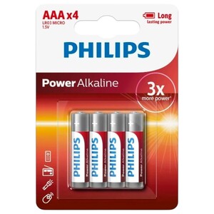 Philips Power Alkaline Aaa Battery 1.5V 4 Pieces Lr03p4b/97