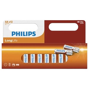 Philips Long Life Zinc Aa Battery 1.5V 12 Pieces R6l12b/97