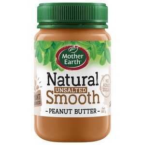 Mother Earth Smooth Peanut Butter Unsalted 380G
