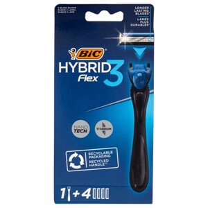 Bic Hybrid Flex3 Disposable Razor 1 Handle With 4 Blades