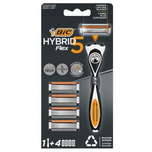 Bic Hyrbrid Flex5 Disposable Razor 1 Handle With 4 Blades