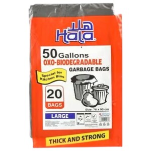 Hala Oxo-Biodegradable Garbage Bags 50 Gallons 20 Pieces