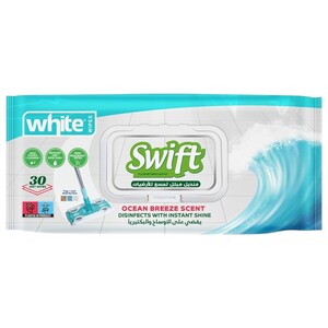 White Swift Floor Wipes Ocean Breeze 30 Pieces