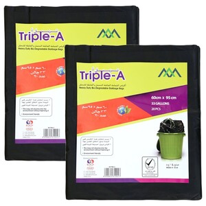 Triple-A Garbage Bags 33 Gallons 60 X 95Cm 20 Pieces X2