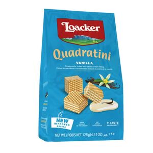 Loacker Quadratini Vanilla Cream Filled Wafer Cubes 125 Gr