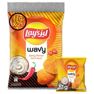 Lay's Wavy Potato Chips Spicy Cheese 11G X21