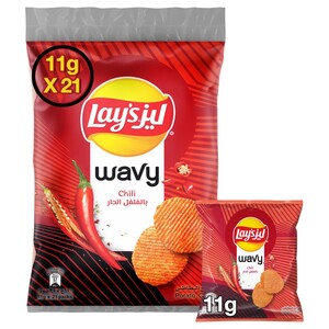 Lay's Wavy Potato Chips Chili 11G X21
