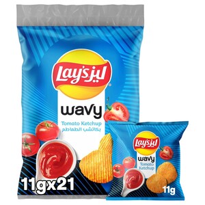 Lay's Wavy Potato Chips Tomato Ketchup 11G X21