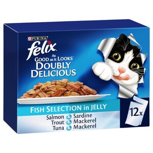 Purina Felix Cat Food Doubly Delicious Fish Selection In Jelly 12 Pieces 85G