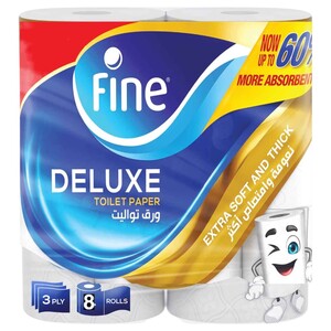 Fine Toilet Roll Deluxe 3Ply 8 Rolls