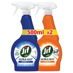 Jif Ultra Fast Bathroom 500Ml + Kitchen 500Ml