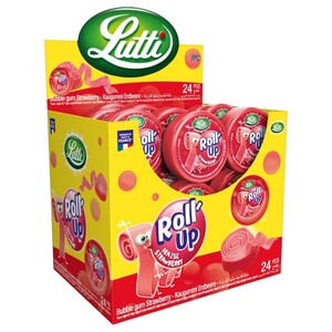 Lutti Gum Roll Up Strawberry 29G X24