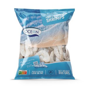 Ocean Raw & Peeled Jumbo Shrimps 16/20 800G