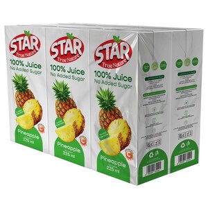 Star 100% Juice Pineapple No Sugar 225Ml X6