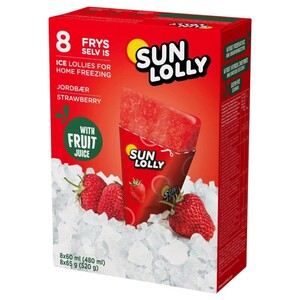 Sun Lolly Ice Lollies Strawberry 60Ml X8