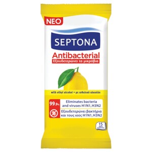 Septona Antibacterial Wipes Lemon 15 Pieces