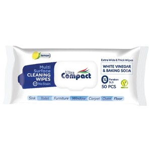 Ultra Compact Multi Surface Cleaning Wipes Lemon 50 Pieces