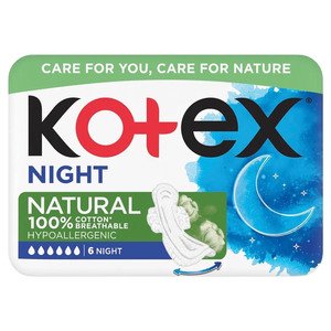 Kotex Pads Ultra Night Natural 6 Pieces