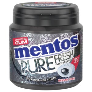 Mentos Pure Fresh Gum Black Mint 50 Pieces 100G