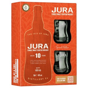 Jura Single Malt Scotsh Whisky 10 Years 70Cl + 2 Glasses