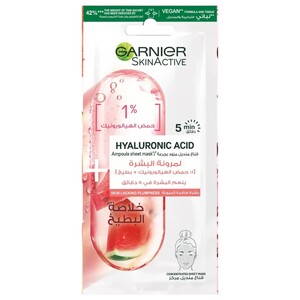 Garnier Skinactive Tissue Mask Ampoule 1% Hyaluronic Acid X Watermelon 15G